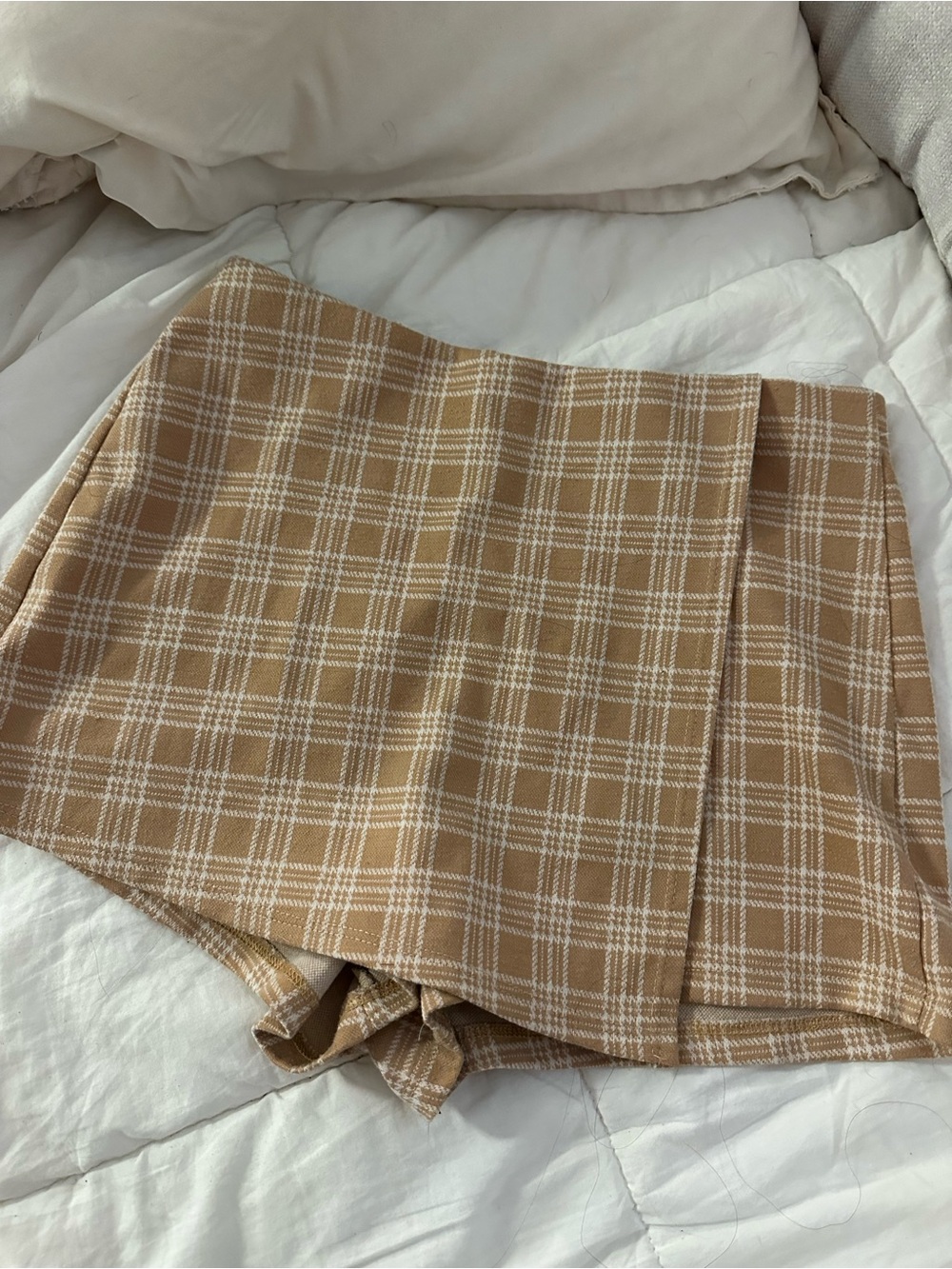 Windsor Tan Plaid Pleated Mini Skirt